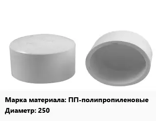 Заглушка полипропилен, полиэтилен, металлопластик ПП-полипропиленовые D=250